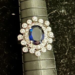 Sapphire Blue and 925 Silver Women's Ring size 7.5